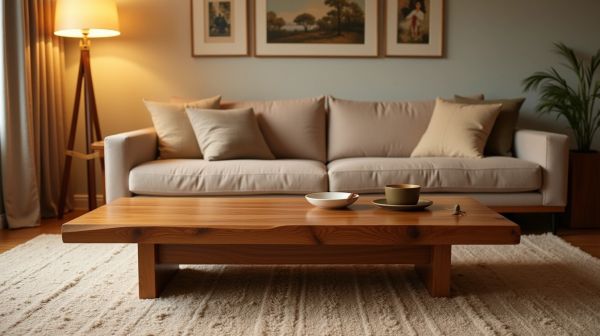 Des tables basses en bois massif pour un salon chaleureux