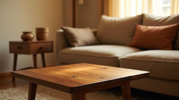 Des tables basses en bois massif pour un salon chaleureux